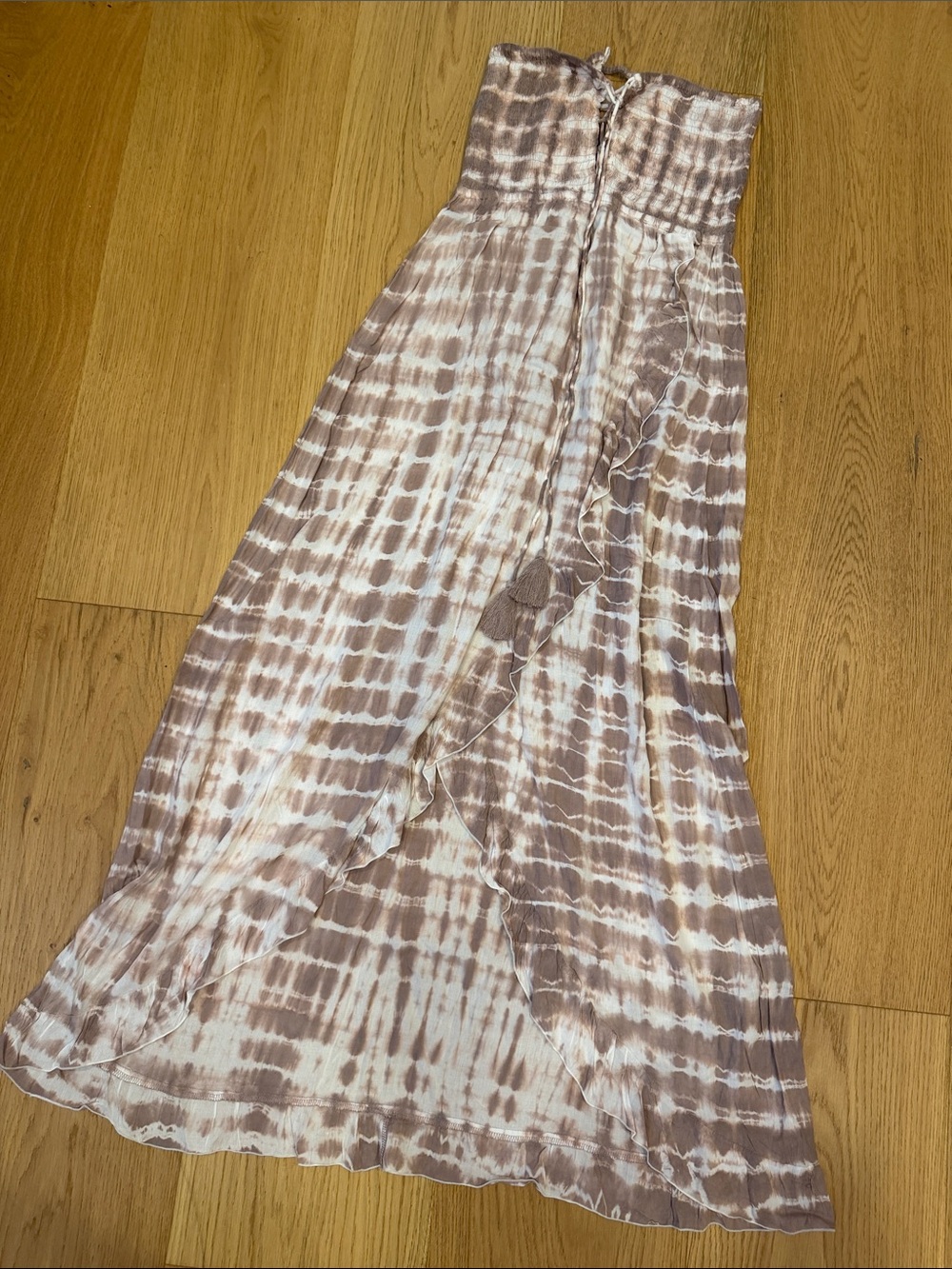 Tiare Hawaii Strapless Tie-Dye Maxi dress in Taupe purple